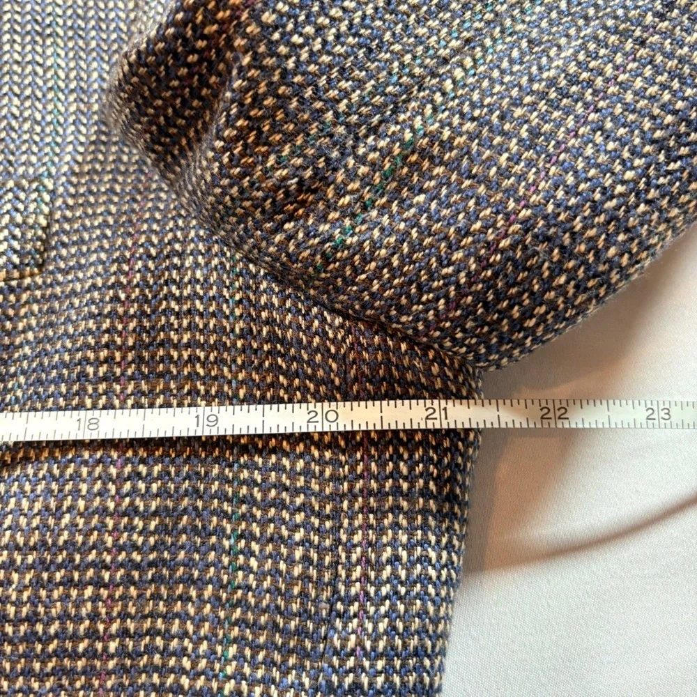 Bill Blass Mens Blazer Sport Coat 40R Blue Tan Micro Pattern Wool Blend USA